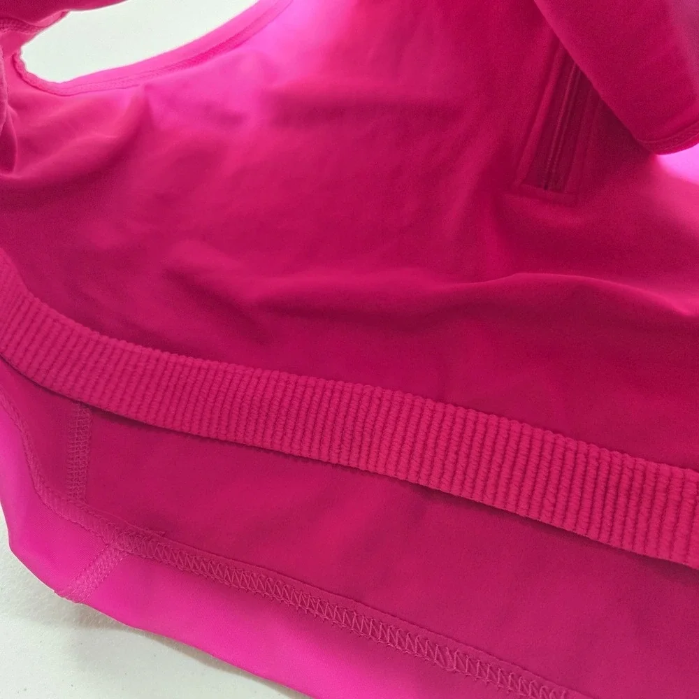 Nike Women Sports Bra Large Pink Pro Dri FIT Pullover  Zipper Pullover READ